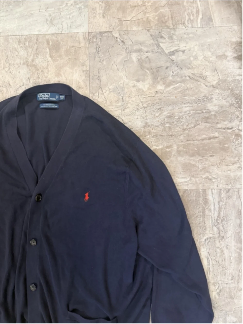 VTG Polo Ralph Lauren Cardigan Men’s 4XT Navy 5 button 100% Pima Cotton Logo